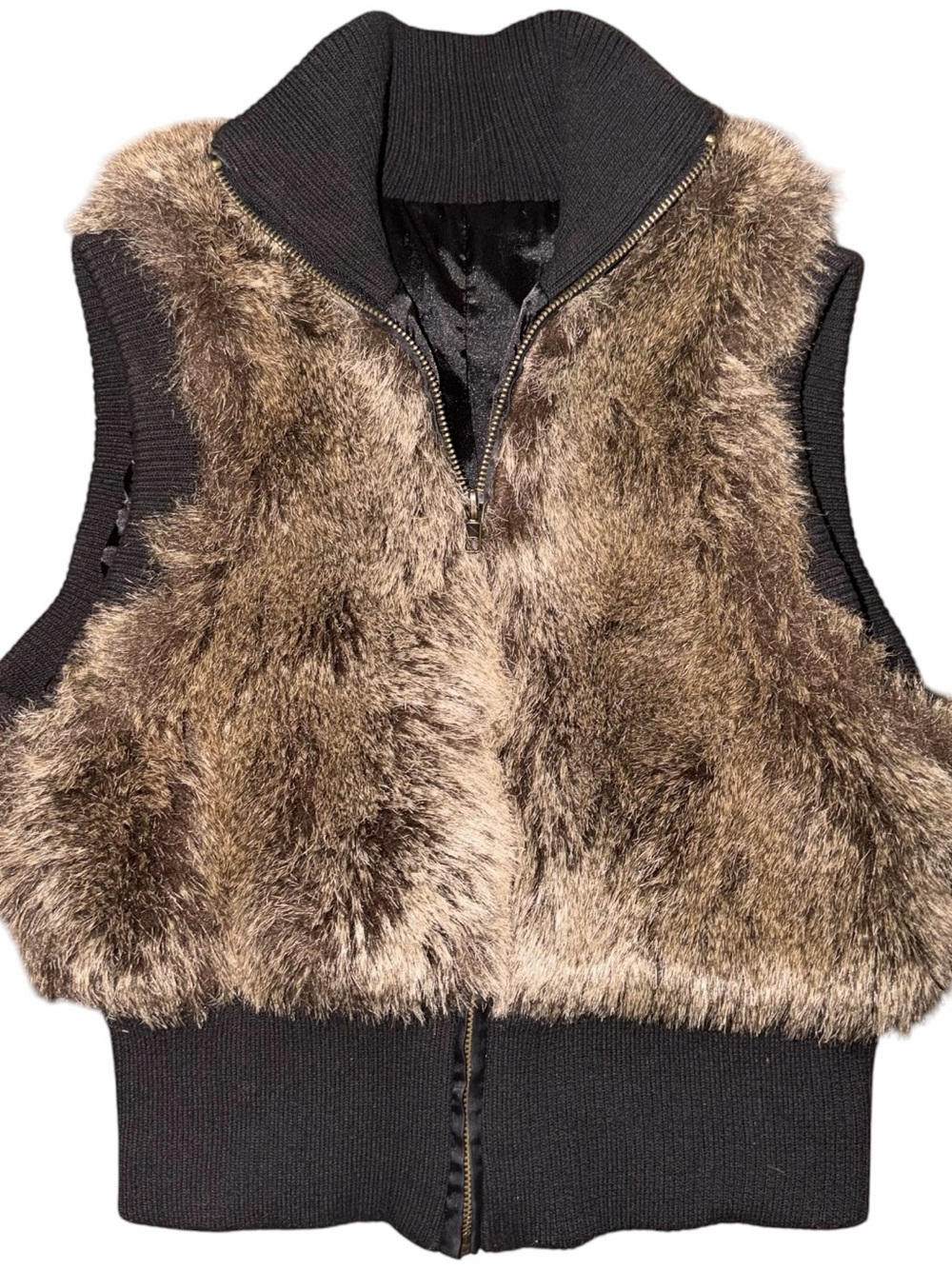 Y2K Vintage Faux Fur Cropped Mini Vest